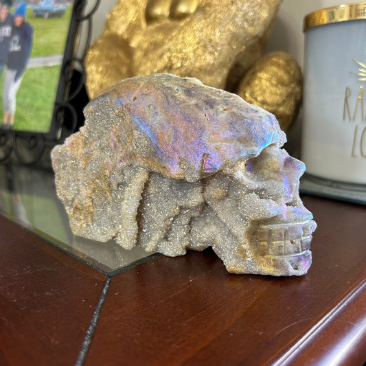 1.3 lb Aura Sphalerite druzy skull